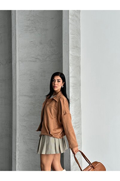 MEECY Új szezonú velúr oversize bomber bőrdzseki