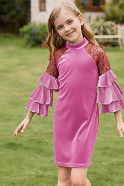 My Kids Wear Girls' Velvet Children's Dress for Special Occasions 4-12 Years Old 12101
