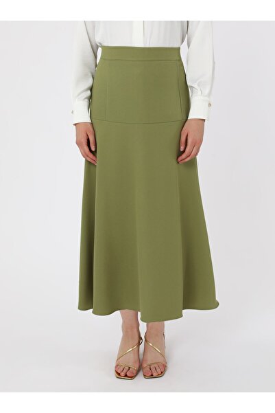 ALİA Büyük Beden Volanlı Etek - Haki - Alia
