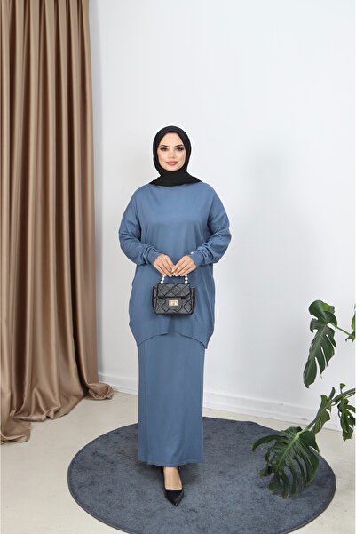 NİSUM MODA Button Detailed Mercerized Skirt Suit