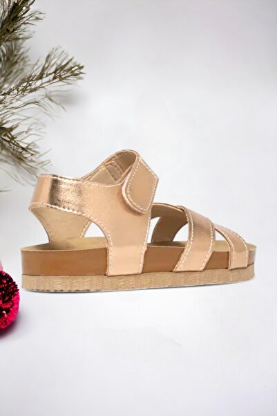 Ponchiq Metallic Brown Girls' Velcro Sandals