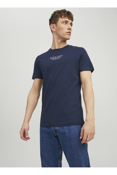 Jack & Jones Bisiklet Yaka Düz Lacivert Erkek T-Shirt JPRBLUARCHIE SS TEE CREW NECK NOOS