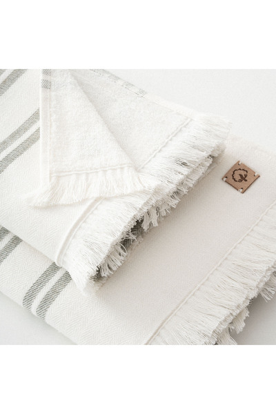 Ecocotton Erva 3-Piece Towel Set - 100% Organic Cotton, Linen Melange, Khaki
