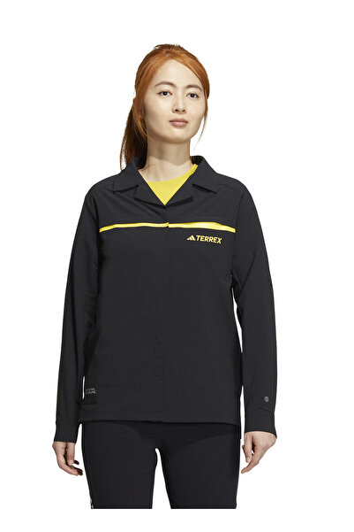 adidas Ic1994 W Natgeo Shirt Black Women's Stand Collar Slim Fit Shirt