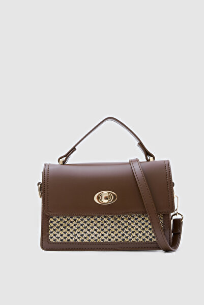 GUONN Geantă de tip crossbody cu detalii din paie Misti