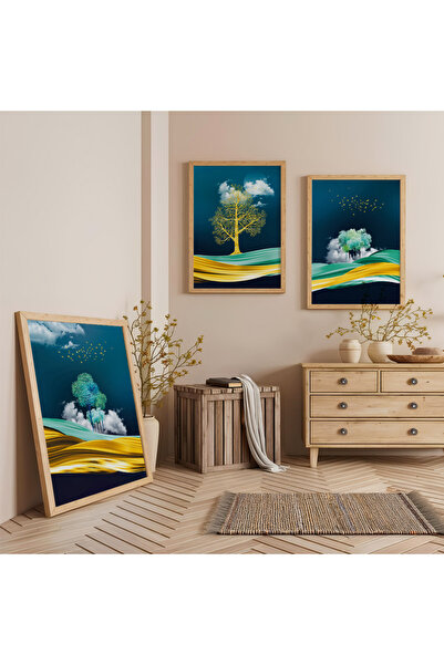 Zevahir Mobilya Dekorasyon Set de pictură din lemn cu trei piese, cu rama din...