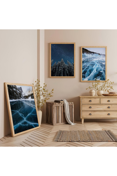 Zevahir Mobilya Dekorasyon Set de pictură din lemn cu trei piese Silence of t...