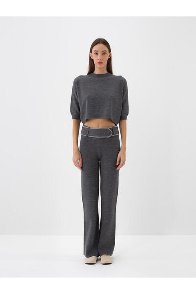 Xint Kadın Antrasıt Yünlü Düz Pantolon