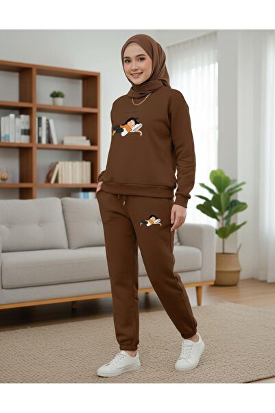 RPT MODA RAHAT KESİM HALLEDERİZ WOMAN BASKI DETAYLI OVERSİZE BİSİKLET YAKA İK...