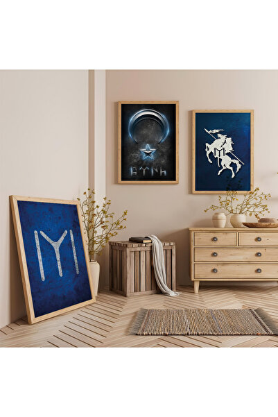 Zevahir Mobilya Dekorasyon Set de pictură din lemn cu ramă din lemn Kayi, dim...