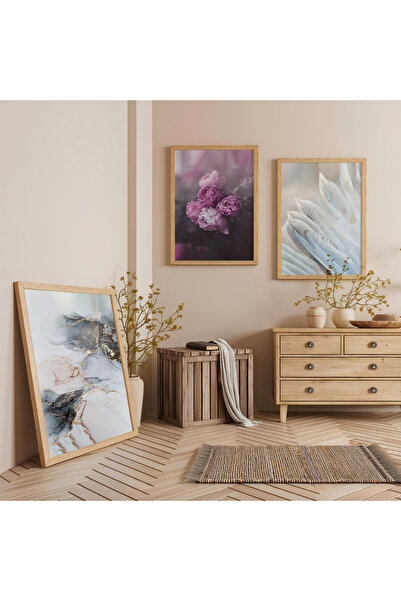 Zevahir Mobilya Dekorasyon Set de pictură din lemn cu trei rame din lemn, tra...