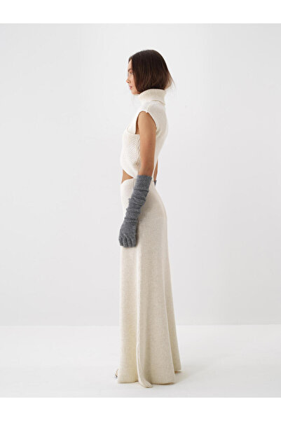 Xint Kadın Ekru Yünlü Düz Süeter