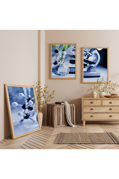 Zevahir Mobilya Dekorasyon Set de pictură din lemn cu trei tablouri de biolog...