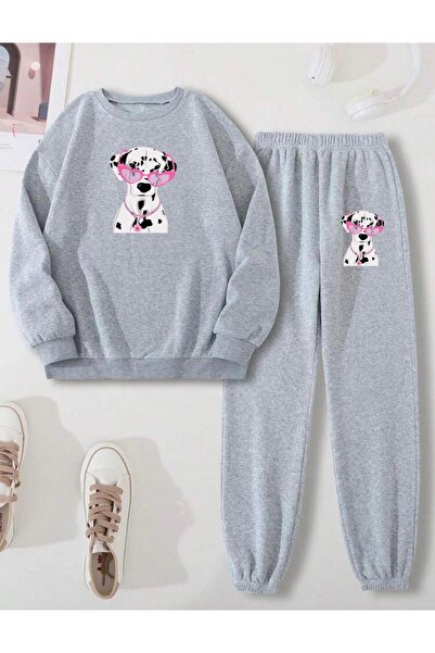 RPT MODA Relaxed Cut Dog Print Detail Oversized Cycling Collar Double Team Tr...