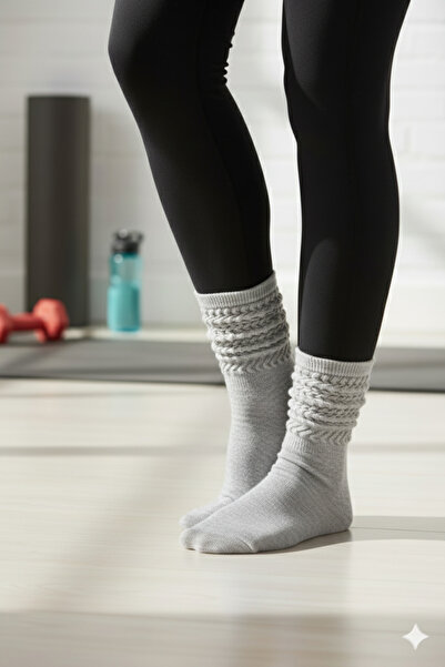 nettofit Tekli Kadın Mevsimlik Gri Yoga Fitness Plates Spor Ve Aerobik Bot Çorabı