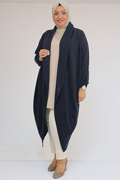 Eslina 43093 Large Size Thick Placket Mir Jacket - Navy Blue