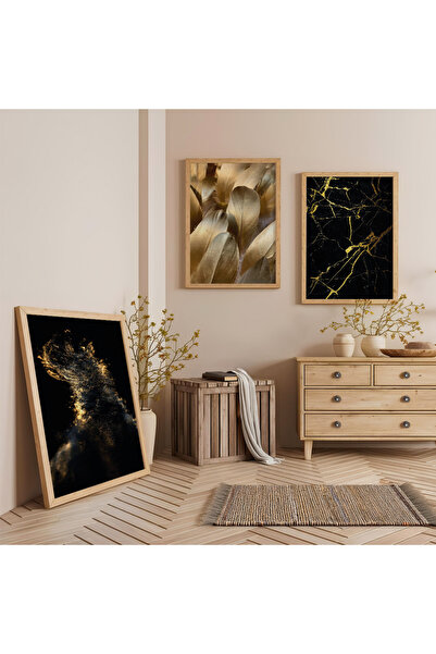 Zevahir Mobilya Dekorasyon Set de pictură triplă din lemn cu cadru din lemn, ...