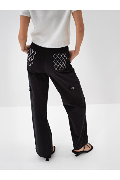 Xint Kadın Siyah Lüks Dokulu Soft Kadife Oversize Pantolon