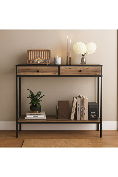 AGD طاولة جانبية للمدخل مع درجين ورف سفلي بتصميم عصري 100×33×90 سم