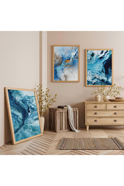 Zevahir Mobilya Dekorasyon Set de pictură din lemn cu trei piese, cu rama din...