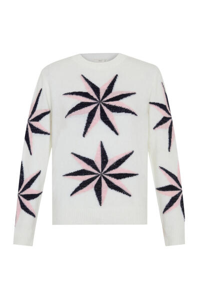 Xint Kadın Ekru Desenli Mohair Kazak