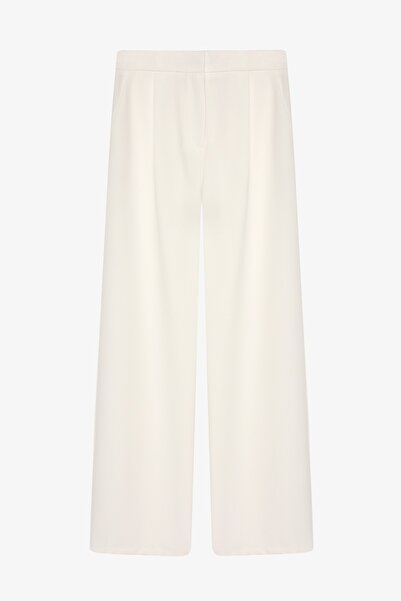 Quzu Wide Leg Fabric Trousers Ecru