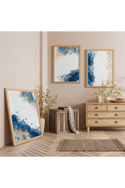 Zevahir Mobilya Dekorasyon Set de pictură din lemn cu trei piese, cu cadru di...