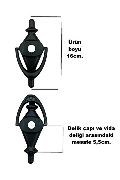 HOMDEP Dürbünlü Çelik Kapı Kumru Model Taktak Tokmağı Delik Çapı 1,5cm Renk: Siyah