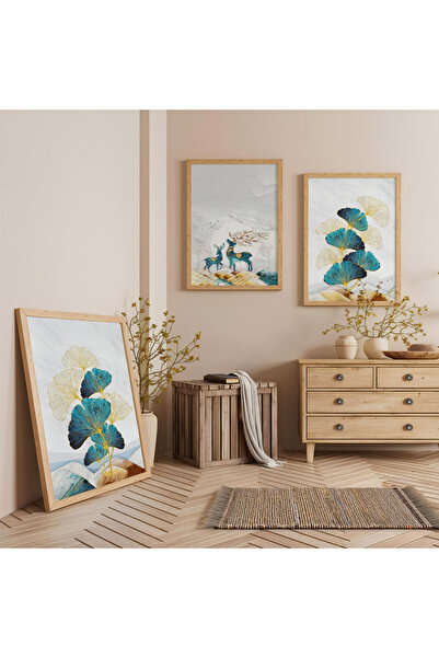 Zevahir Mobilya Dekorasyon Ahşap Çerçeveli Doğal İzlenimler Üçlü Ahşap Tablo ...