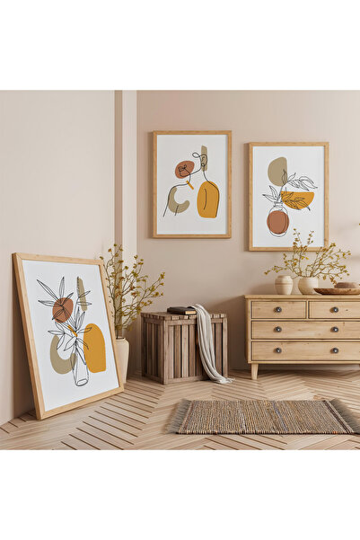 Zevahir Mobilya Dekorasyon Set de pictură triplă din lemn cu rame din lemn, c...