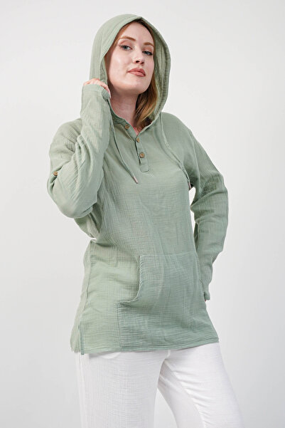 SİDE OTANTİK Muslin cu glugă Hanorac verde, lejer, respirabil, pentru femei, ...