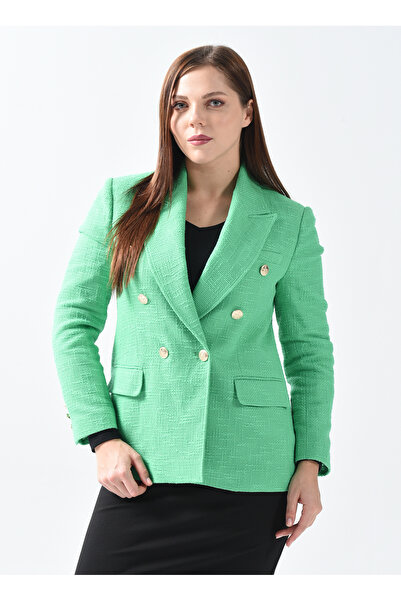 Selen Kruvaze Çok Düğme Tüvit Ceket