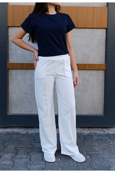 siyalife Γυναικείο ριγέ ψηλόμεσο φαρδύ παντελόνι