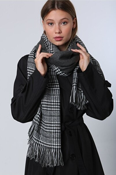 Luminos Butik Χειμερινό κασκόλ με καρό ανθρακί - Σχεδιασμένο με κομψότητα και ζεστασιά Sal1212