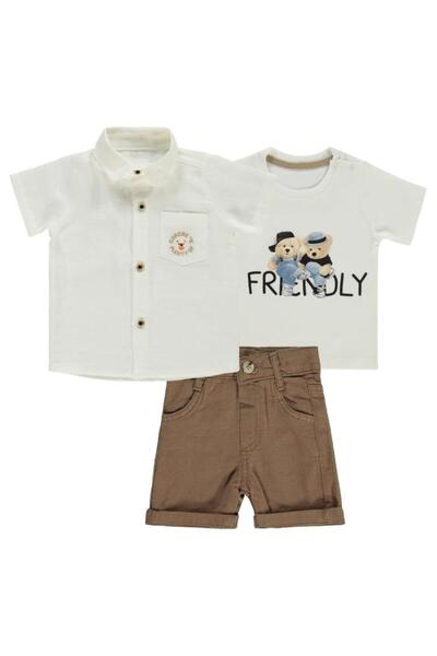 Concept. Concept Muslin Shirt and Shorts 3-Piece Set 6-18 Months - Beige 12-18 Months