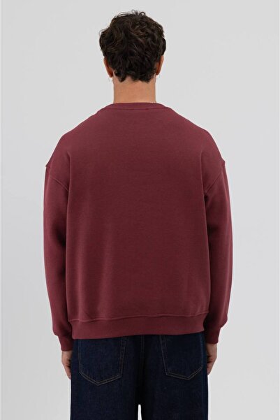 İLKCET MODA Basic μπορντό Unisex Oversize Premium φούτερ