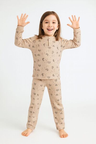 Mylamia طقم بيجامة للأطفال من قماش الوافل