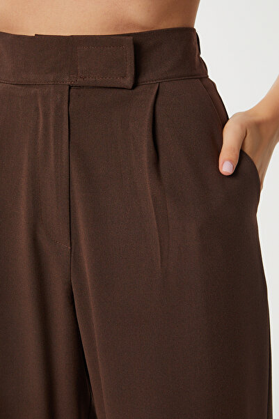 Lovelyİstanbul Velcro Polyviscon Palazzo Trousers Lgp0022 Brown