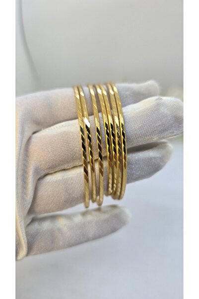 Constanza Exclusive 22 Ayar Altın Kaplama Çizgi Desenli Ajda Bilezik Lvd756 756