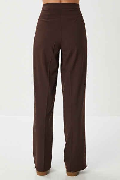 Lovelyİstanbul Dikişli Straight Poliviskon Pantolon LGP0023 KAHVERENGİ