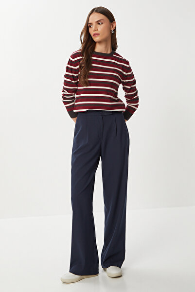 Lovelyİstanbul Velcro Polyviscon Palazzo Trousers Lgp0022 Dark Blue