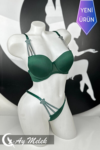 AYMELEK Women's Bra Set Stone Star Detailed Bottom Top Set