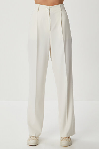Lovelyİstanbul Pensli Pleated Polyviscose Trousers Lgp0021 Bone