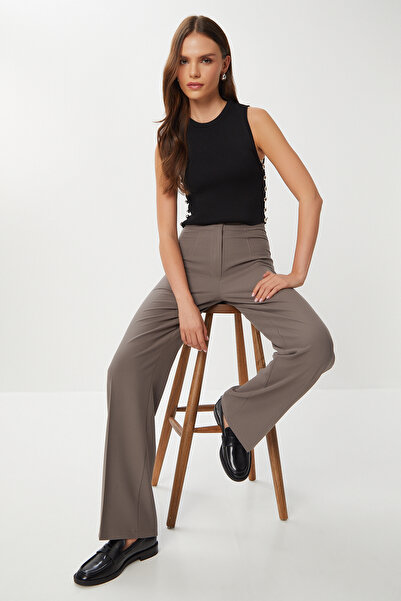 Lovelyİstanbul Dikişli Straight Poliviskon Pantolon LGP0023 VİZON