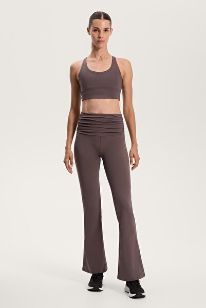 Oysho Comfortlux high rise beli büzgülü flare pantolon