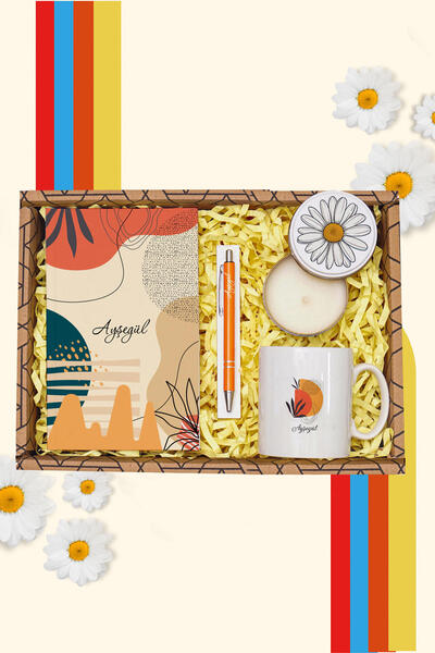 TrendHediye Kişiye Özel Defter, Kalem, Kupa Bardak, Metal Mum Hediye Seti