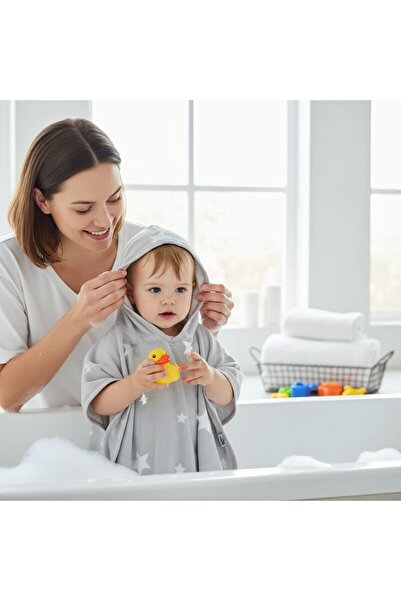 SeaBubbles رداء حمام من القماش المرصع بالنجوم لعمر 1-3 سنوات