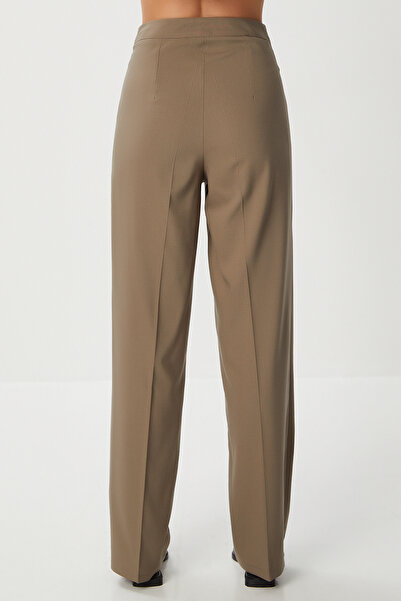 Lovelyİstanbul Dikişli Straight Poliviskon Pantolon LGP0023 KİL YEŞİLİ