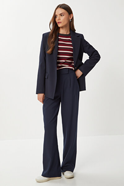 Lovelyİstanbul Velcro Polyviscon Palazzo Trousers Lgp0022 Dark Blue