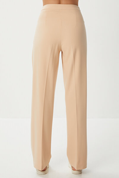 Lovelyİstanbul Stitched Straight Polyviscon Pants Lgp0023 Dark Cream